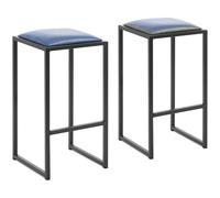 Bar Stool - set of 2 - black/blue - upholstered - Royal Catering RCBS-MC2
