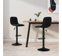 Bar Stool Set of 2 Black Velvet Swivel Adjustable 84-105cm Powder Steel Footrest