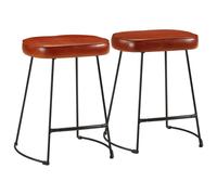 Bar Stool Set of 2 Dark Brown Solid Mango Wood & Iron 40x29.5x53 cm Comfort Seat