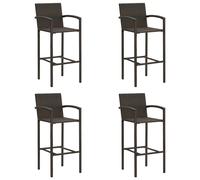Bar Stool Set of 4 Brown PE rattan, powder-coated steel 52 x 56 x 118 cm