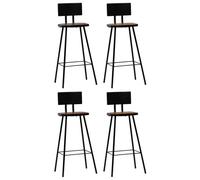 Bar Stool Set solid reclaimed wood & black powder-coated steel 45x36x99cm 4pcs.
