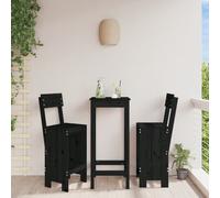 Bar Stool Solid Pine 40x48.5x115.5cm Black Outdoor Rustic High Back 2pc Seat75cm