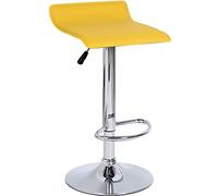 Bar Stool, Square High Chair, Rotated and Raised, PU Seat, SGS Air Rod, Adjustable Sitting Height (55~75cm), Suitable for Bar Counters, Study Rooms (Yellow)