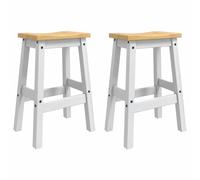 Bar stool White & Honey Wax 44x30x63 cm Solid Pine Waxed Minimalist Seat Kitchen