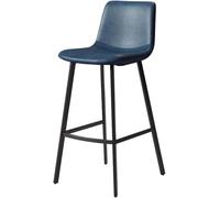 Bar Stool with Backrest - Fabric Leather High Stool for Kitchen and Dining, Vintage Country Style, Seat Height 75cm, Metal Legs