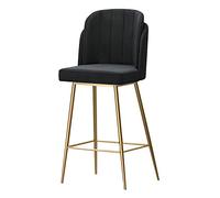 Bar Stools 1PCS - 65cm Velvet Barstools Bar Chairs, Counter Height Stools with Back and Footrest,Kitchen Island Stools Chair with Gold Metal Base for Kitchen Counte (Black Height 65cm)