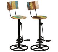 Bar Stool 2pcs Solid Mango Wood Iron Brown Black 44x44x112cm Seat75cm Backrests