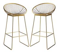 Bar Stools, 26/30 inch Height Bar Chairs Counter Barstools with Hollow Back, Metal Legs and Footrest, Tall Stools for Kitchen Counter Bistro Pub (Gold 2ps,65cm/25.6in)