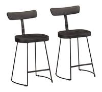Bar Stools 2pc Black Solid Mango Wood & Powder-Coated Iron 49x43x79 cm Retro x2