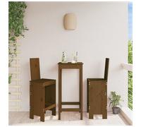 Bar Stools 2pc Honey Brown Solid Pine Wood 40x42x120cm Outdoor Backrest Footrest