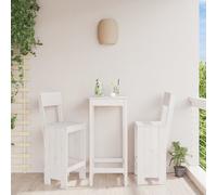 Bar Stools 2pc White Solid Pine 40x48.5x115.5cm Rustic Outdoor Seat High Backed