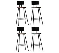 Bar Stools 74cm Reclaimed Wood Seat Steel Frame Industrial Rustic 4pcs Mixed Set