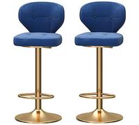 Bar Stools, Adjustable Height Barstools with Velvet Cushion, ° Swivel Barstool with Back and Footrest, Classical Bar Chairs for Kitchen and Pub (Blue-2ps)