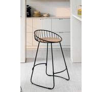 Bar Stools Armless Breakfast Kitchen Dining Handmade Counter Height Barstool With Black Footrest and Legs - Tegan MH London Natural One Size