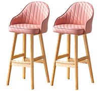 Bar Stools Barstools, Kitchen Island Counter Bar Stools, Wood Frame, 330lbs Capacity, Easy Assembly, Upholstered Tall Bar Stool (Pink-2ps,64cm/25in)