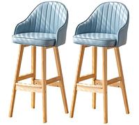 Bar Stools Barstools, Kitchen Island Counter Bar Stools, Wood Frame, 330lbs Capacity, Easy Assembly, Upholstered Tall Bar Stool (Light Blue-2ps,74cm/29in)