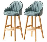 Bar Stools Barstools, Kitchen Island Counter Bar Stools, Wood Frame, 330lbs Capacity, Easy Assembly, Upholstered Tall Bar Stool (Green-2ps,64cm/25in)