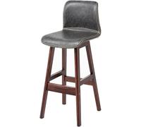 Bar Stools, Barstools with PU Leather Upholstered, Counter Height Stool with Low Back and Footrest, Classical Tall Stool for Kitchen and Bar (Grey-1ps,72CM)