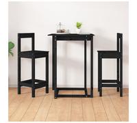Bar Stools Black Solid Pine Wood 40x41.5x112cm Backless Kitchen Counter Set 2pc