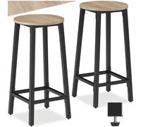 tectake Set Of Bar Stools Corby Industrial Wood Light, Oak Sonoma Set Of 2 in Light Oak TECTAKE Light Oak