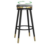 Bar Stools, Counter Height Stool with Degree Swivel Seat Top and Footrest, Soft Velvet Bar Chairs for Pub Coffee Home Dinning Kitchen Island (Gray-1ps,65cm/25.6in)