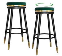 Bar Stools, Counter Height Stool with Degree Swivel Seat Top and Footrest, Soft Velvet Bar Chairs for Pub Coffee Home Dinning Kitchen Island (Green-2ps,75cm/29.6in)