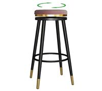 Bar Stools, Counter Height Stool with Degree Swivel Seat Top and Footrest, Soft Velvet Bar Chairs for Pub Coffee Home Dinning Kitchen Island (Pink-1ps,75cm/29.6in)