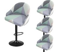 Bar Stools Cover,Short Back Chair Cover, Swivel Chair Slipcovers with Back, Stretch Bar Stool Chair Slipcovers with Round Backs Arms Curved Accent,Counter Bar Stool Cover for Armchair,Kitchen Island(