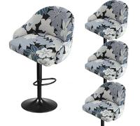 Bar Stools Cover,Short Back Chair Cover, Swivel Chair Slipcovers With Back, Stretch Bar Stool Chair Slipcovers With Round Backs Arms Curved Accent ,Counter Bar Stool Cover For Armchair,Kitchen Island(