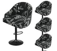 Bar Stools Cover,Short Back Chair Cover, Swivel Chair Slipcovers With Back, Stretch Bar Stool Chair Slipcovers With Round Backs Arms Curved Accent ,Counter Bar Stool Cover For Armchair,Kitchen Island(