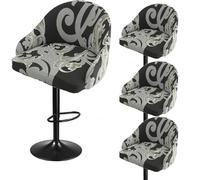 Bar Stools Cover,Short Back Chair Cover, Swivel Chair Slipcovers With Back, Stretch Bar Stool Chair Slipcovers With Round Backs Arms Curved Accent ,Counter Bar Stool Cover For Armchair,Kitchen Island(