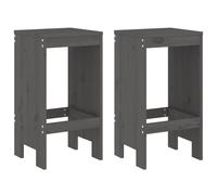 Bar Stools Garden Stool Outdoor Wooden Chair 2 pcs Grey Solid Wood Pine vidaXL