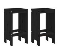 Bar Stools Garden Stool Patio Wooden Chair 2 pcs Black Solid Wood Pine vidaXL