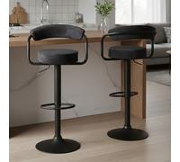 Bar Stools Hanna Fabric Adjustable Height Charcoal 2pcs