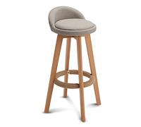 Bar Stools - Hemp Rope Chair with Cushion Swivel Seat Backrest - Dining Room Kitchen Pub & Café - 4 Wooden Legs Max Load 150kg Footrest Included