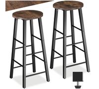 tectake Set Of Bar Stools Keynes Industrial Wood Dark, Rustic Set Of 2 in Brown TECTAKE Brown