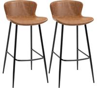 Bar Stools Kitchen x 2 Breakfast Counter Chairs Faux Leather Steel Footrest