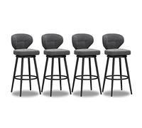 Bar Stools,Modern Swivel Bar Stools Set of 4 - Velvet Upholstered Counter Height Stools with Low Back and Grey Metal Legs, Perfect for Kitchen Islands and Home Breakfast Bars