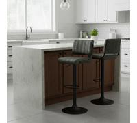 Bar Stools Paris Faux Distressed Leather Adjustable Height Olive 2pcs