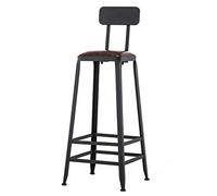 Bar Stools,Retro Black Bar Stools - PU Leather Padded Seat, Metal Pub Dining Chairs with Footrest for Kitchen, Breakfast Bar, Home Bar - Set of 2