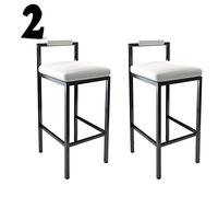 Bar Stools,Retro Industrial White PU Leather Chair, Metal Frame, 30" Sitting Height, Perfect for Bars, Cafes, Restaurants, Home Decor (1/2/3/4 Sets Available)