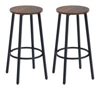 Bar Stools Set of 2 Brown Particle Board Seats 42x42x65cm Powder-Coated Steel UK
