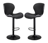 Bar Stools Set, Leatherette Exterior, Adjustable Swivel Gas Lift, Black Footrest and Base for Breakfast Bar, Counter, Kitchen, Living Room, Dining Room, Pub, Cafe, Bistro