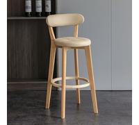 Bar Stools Set of 2-28-Inch Height, Padded Seat, Solid Wood Legs, Comfortable Footrest for Kitchen Island or Dining Room - Stylish Faux Leather Design
