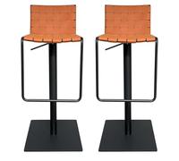Bar Stools Set of 2, Adjustable Barstools, Kitchen Island Stools, Counter Height Stools with Back and Leather Weaving Seat, Swivel PU Chairs for Pub, Dining Room