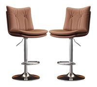 Bar Stools Set of 2, Adjustable Swivel Bar Chairs, Faux Leather Upholstered Counter Height Casual Barstools with High Backrest for Kitchen Island