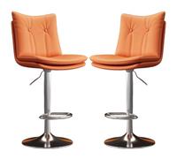 Bar Stools Set of 2, Adjustable Swivel Bar Chairs, Faux Leather Upholstered Counter Height Casual Barstools with High Backrest for Kitchen Island