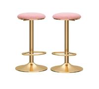 Bar Stools Set of 2 Adjustable & Swivel Breakfast Kitchen Counter Pub Soft Velvet Chairs Dining Stools Pink,65~80cm