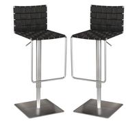 Bar Stools Set of 2, Bar Chairs for Kitchen Island with Back and Leather Weaving Seat, Height Adjustable Swivel Barstools for Kitchen Counter, Pub, Dining Room