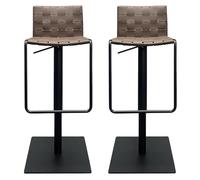 Bar Stools Set of 2, Bar Chairs for Kitchen Island with Back and Leather Weaving Seat, Height Adjustable Swivel Barstools for Kitchen Counter, Pub, Dining Room